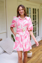 Load image into Gallery viewer, Milana Pink/ White Bell Sleeve Tie Waist Dress