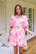 Load image into Gallery viewer, Milana Pink/ White Bell Sleeve Tie Waist Dress