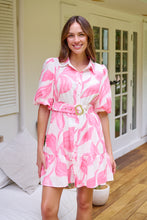 Load image into Gallery viewer, Milana Pink/ White Bell Sleeve Tie Waist Dress