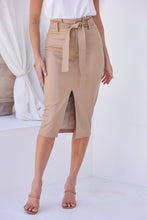 Load image into Gallery viewer, Allison Faux Beige Leather Tie Front Skirt