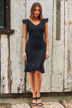 Load image into Gallery viewer, Alessi Black Frill Evening Dress