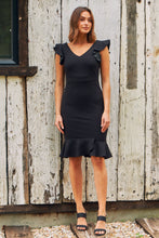 Load image into Gallery viewer, Alessi Black Frill Evening Dress