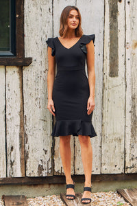 Alessi Black Frill Evening Dress