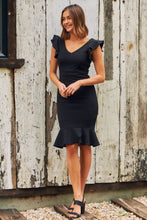 Load image into Gallery viewer, Alessi Black Frill Evening Dress
