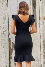 Load image into Gallery viewer, Alessi Black Frill Evening Dress