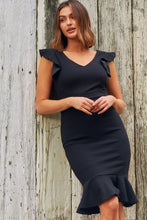 Load image into Gallery viewer, Alessi Black Frill Evening Dress