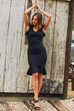 Load image into Gallery viewer, Alessi Black Frill Evening Dress