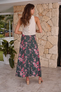 Esperance Green/Pink Floral Skirt