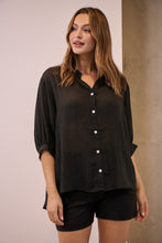 Load image into Gallery viewer, Leia Black Button Up 3/4 Sleeve Shirt