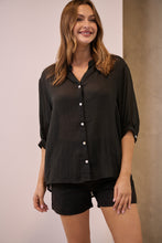 Load image into Gallery viewer, Leia Black Button Up 3/4 Sleeve Shirt
