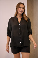 Load image into Gallery viewer, Leia Black Button Up 3/4 Sleeve Shirt