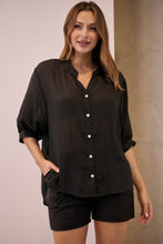 Load image into Gallery viewer, Leia Black Button Up 3/4 Sleeve Shirt