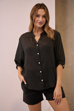 Load image into Gallery viewer, Leia Black Button Up 3/4 Sleeve Shirt