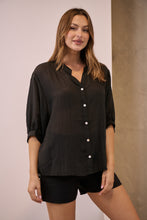 Load image into Gallery viewer, Leia Black Button Up 3/4 Sleeve Shirt