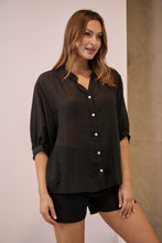 Load image into Gallery viewer, Leia Black Button Up 3/4 Sleeve Shirt
