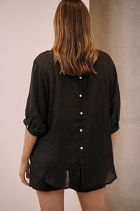 Leia Black Button Up 3/4 Sleeve Shirt