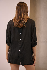 Leia Black Button Up 3/4 Sleeve Shirt