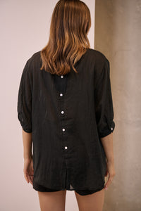 Leia Black Button Up 3/4 Sleeve Shirt