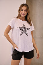 Load image into Gallery viewer, Startee Print White/Black Cap Sleeve Tee