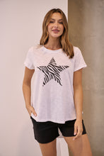 Load image into Gallery viewer, Startee Print White/Black Cap Sleeve Tee