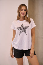 Load image into Gallery viewer, Startee Print White/Black Cap Sleeve Tee