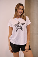 Load image into Gallery viewer, Startee Print White/Black Cap Sleeve Tee