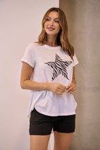 Load image into Gallery viewer, Startee Print White/Black Cap Sleeve Tee