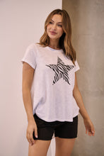 Load image into Gallery viewer, Startee Print White/Black Cap Sleeve Tee