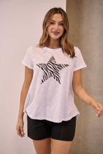 Load image into Gallery viewer, Startee Print White/Black Cap Sleeve Tee