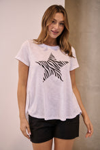 Load image into Gallery viewer, Startee Print White/Black Cap Sleeve Tee