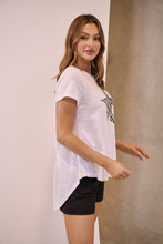 Load image into Gallery viewer, Startee Print White/Black Cap Sleeve Tee