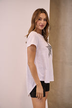 Load image into Gallery viewer, Startee Print White/Black Cap Sleeve Tee