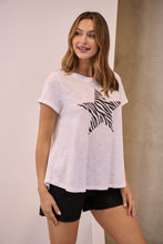 Load image into Gallery viewer, Startee Print White/Black Cap Sleeve Tee