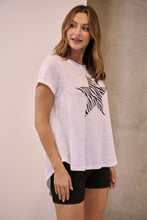 Load image into Gallery viewer, Startee Print White/Black Cap Sleeve Tee
