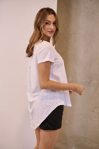 Startee Print White/Black Cap Sleeve Tee