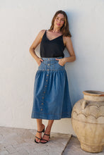 Load image into Gallery viewer, Mirabelle Button Cotton Denim Wash Skirt