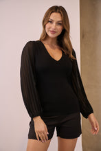 Load image into Gallery viewer, Layanna Black Chiffon Long Sleeve Top
