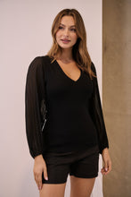 Load image into Gallery viewer, Layanna Black Chiffon Long Sleeve Top