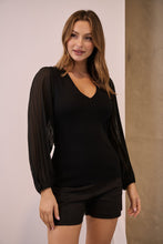Load image into Gallery viewer, Layanna Black Chiffon Long Sleeve Top