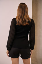 Load image into Gallery viewer, Layanna Black Chiffon Long Sleeve Top