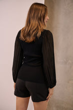 Load image into Gallery viewer, Layanna Black Chiffon Long Sleeve Top