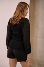 Load image into Gallery viewer, Layanna Black Chiffon Long Sleeve Top