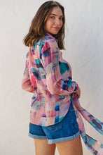 Load image into Gallery viewer, Elena tie Front Blue/Purple Water Colour Shirt