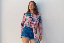 Load image into Gallery viewer, Elena tie Front Blue/Purple Water Colour Shirt