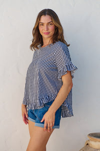 Aries Black/White Gingham Print Tee