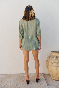 Leia Sage Button Up 3/4 Sleeve Shirt