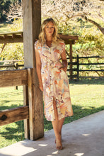 Load image into Gallery viewer, Alicia Sleeveless Collared Water colour Button Midi Dress