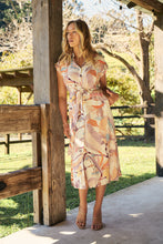 Load image into Gallery viewer, Alicia Sleeveless Collared Water colour Button Midi Dress