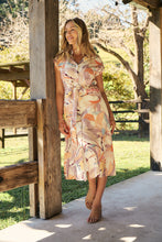 Load image into Gallery viewer, Alicia Sleeveless Collared Water colour Button Midi Dress