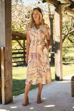 Load image into Gallery viewer, Alicia Sleeveless Collared Water colour Button Midi Dress